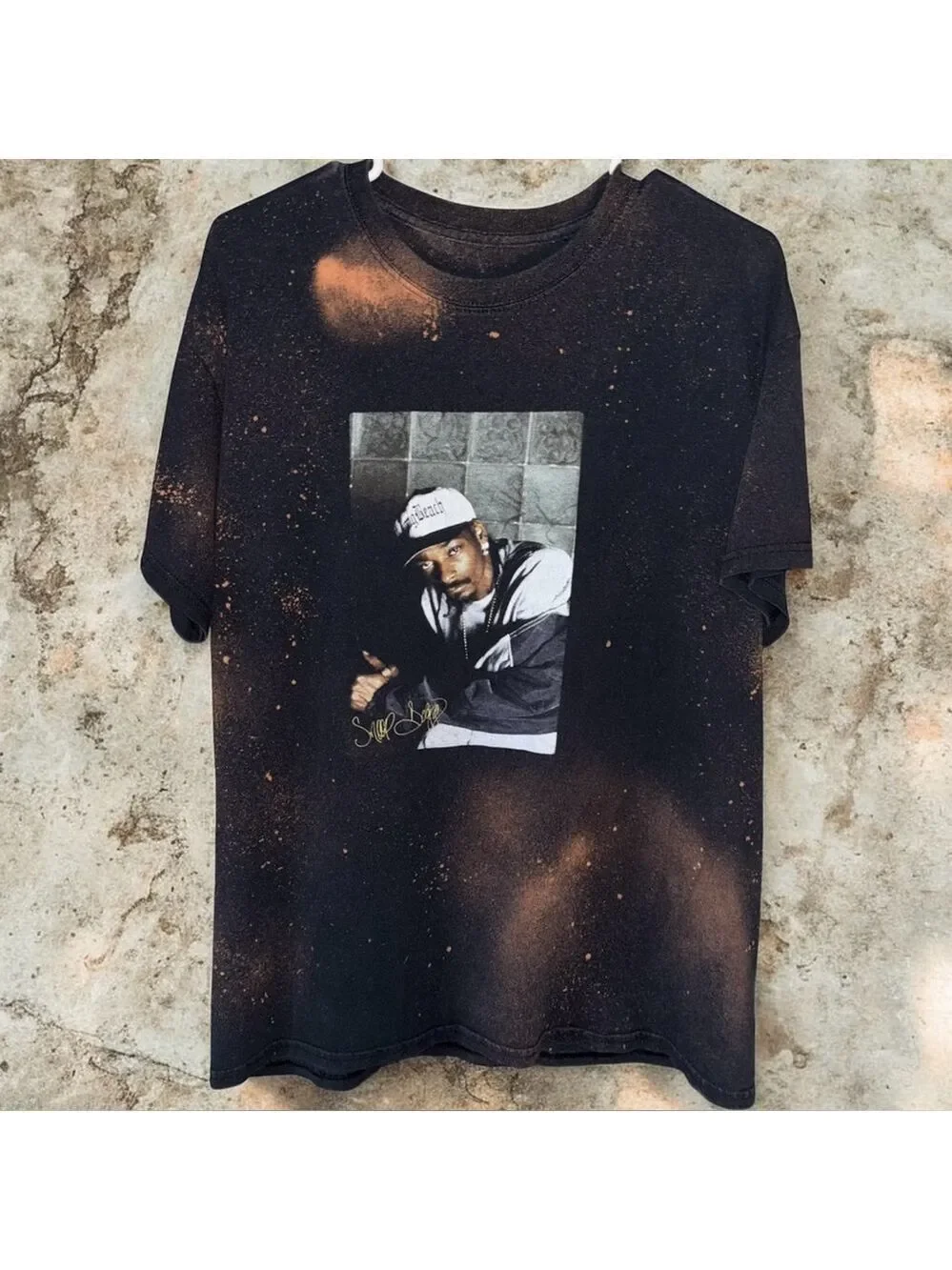 Vintage OOAK Snoop Dog Bleach-Splatter Men's T-Shirt Tee Sz Large 90’s OG Rap